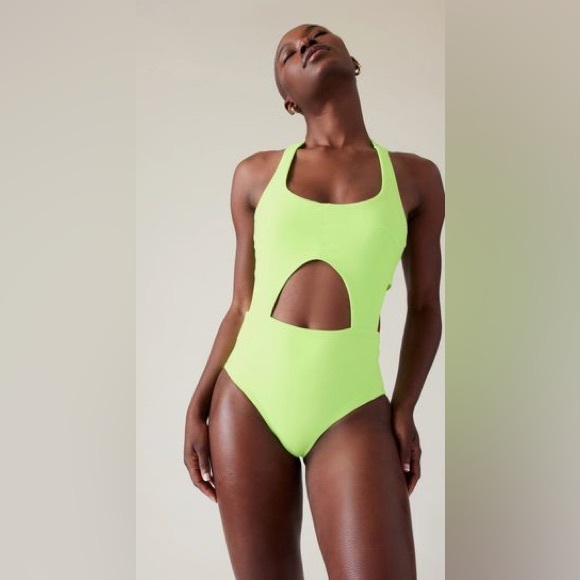 Athleta x Alicia Keyes Green Daybreak Cut Out Swimsuit - Picture 2 of 7